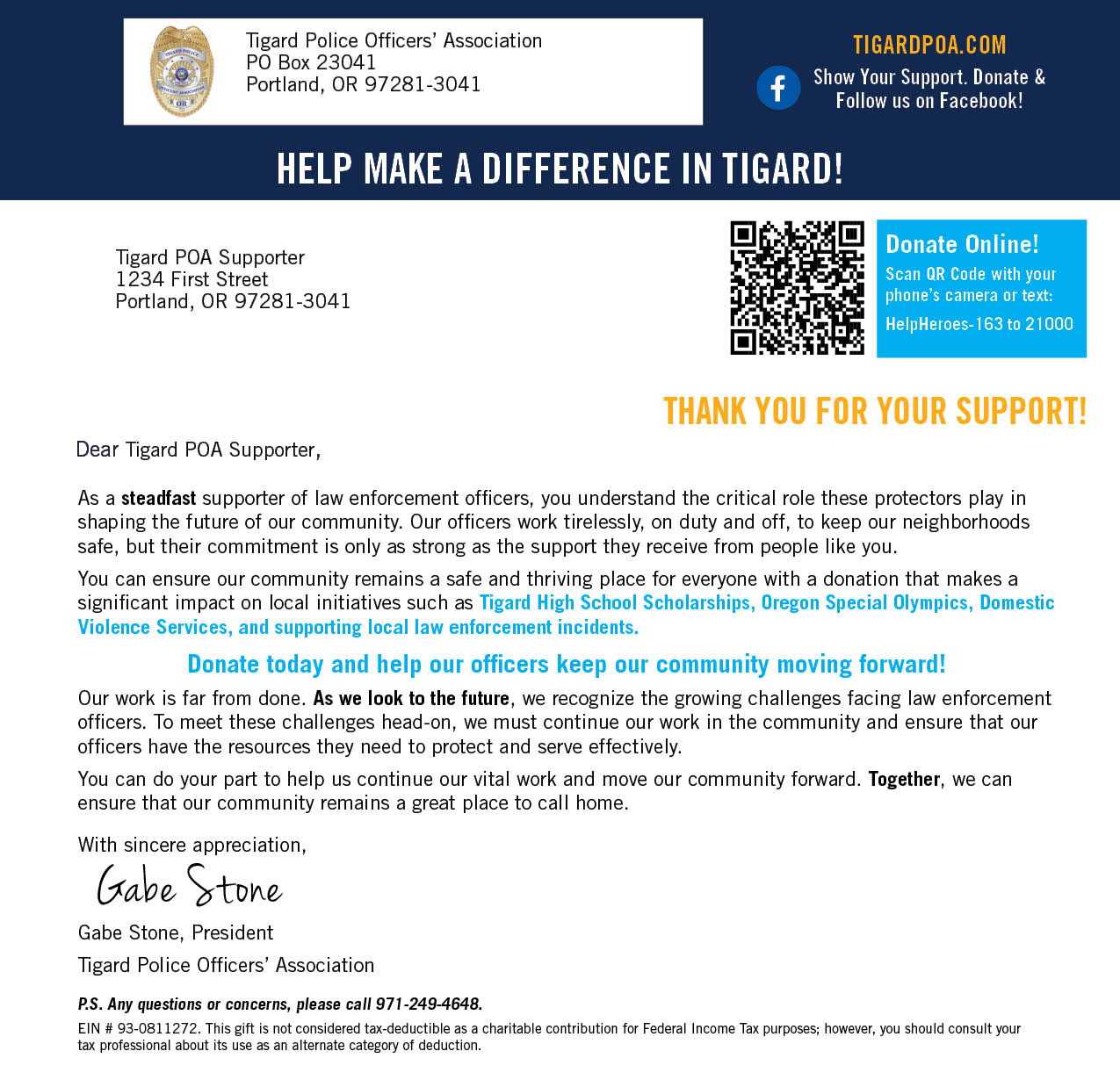 Donation Letter